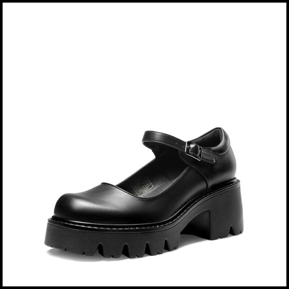 Shoes - Chunky Platform Mary Jane Pumps Retro Y2K Style Ankle Strap Dress Shoes